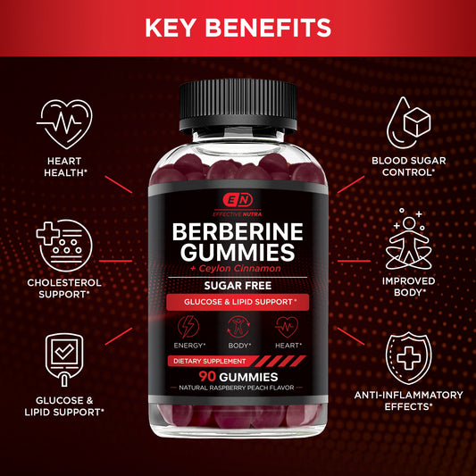 Berberine Gummies with Ceylon Cinnamon (Raspberry Peach, 90 Count)