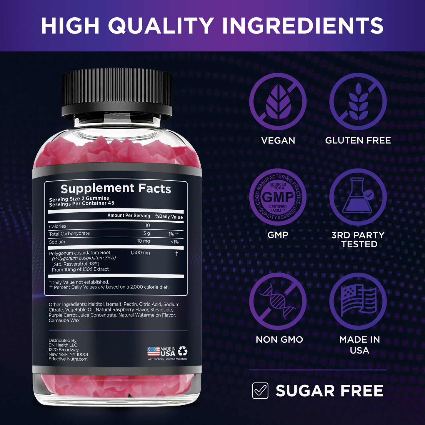 Resveratrol Gummies 1500mg (90 Count)