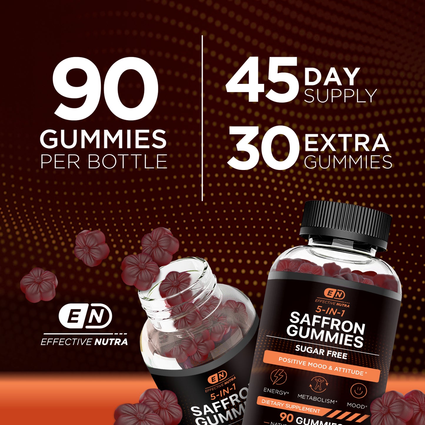 5-IN-1 Saffron Gummies, Sugar Free (Mixed Berry, 90 Count)