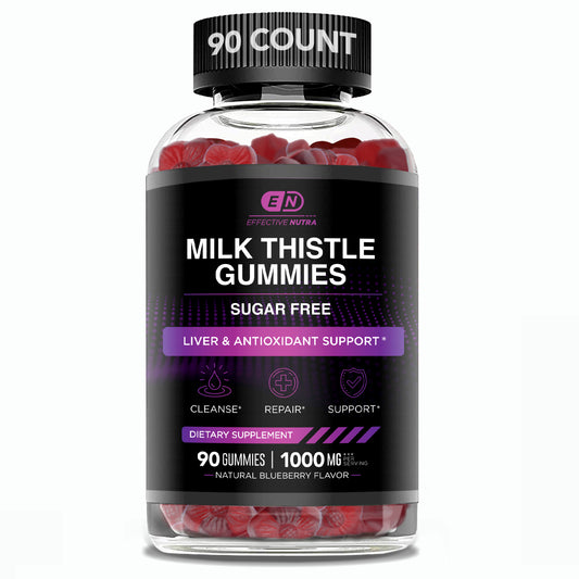 Milk Thistle Gummies 1000mg, Sugar Free (Blueberry, 90 Count)