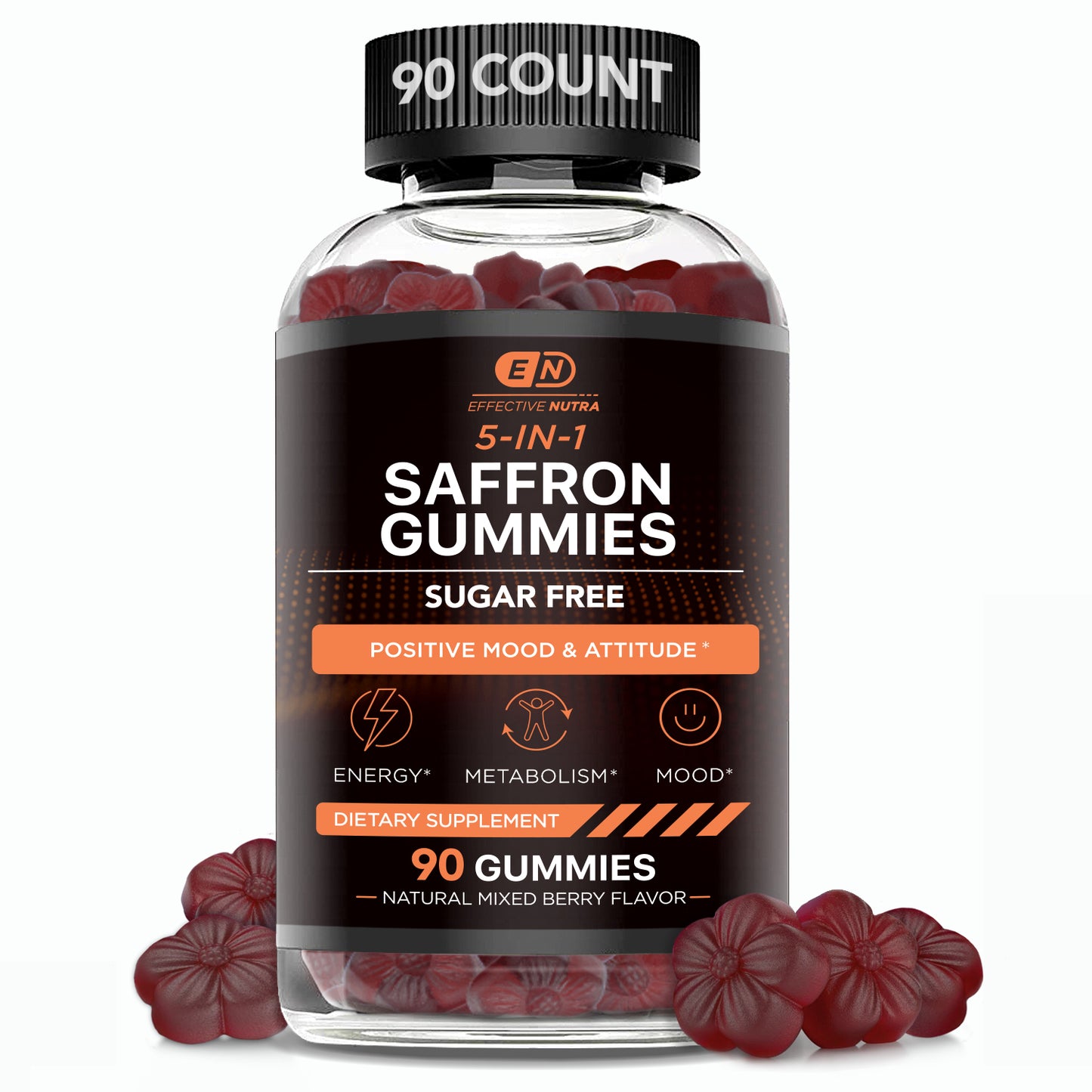 5-IN-1 Saffron Gummies, Sugar Free (Mixed Berry, 90 Count)