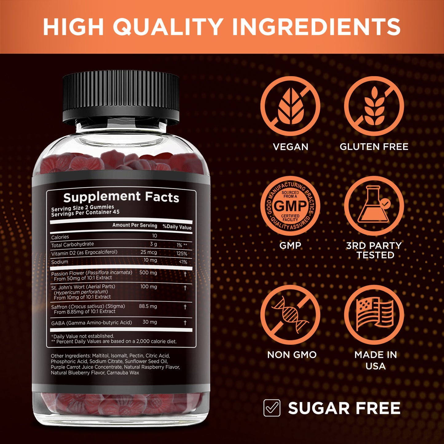 5-IN-1 Saffron Gummies, Sugar Free (Mixed Berry, 90 Count)