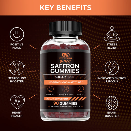 5-IN-1 Saffron Gummies, Sugar Free (Mixed Berry, 90 Count)