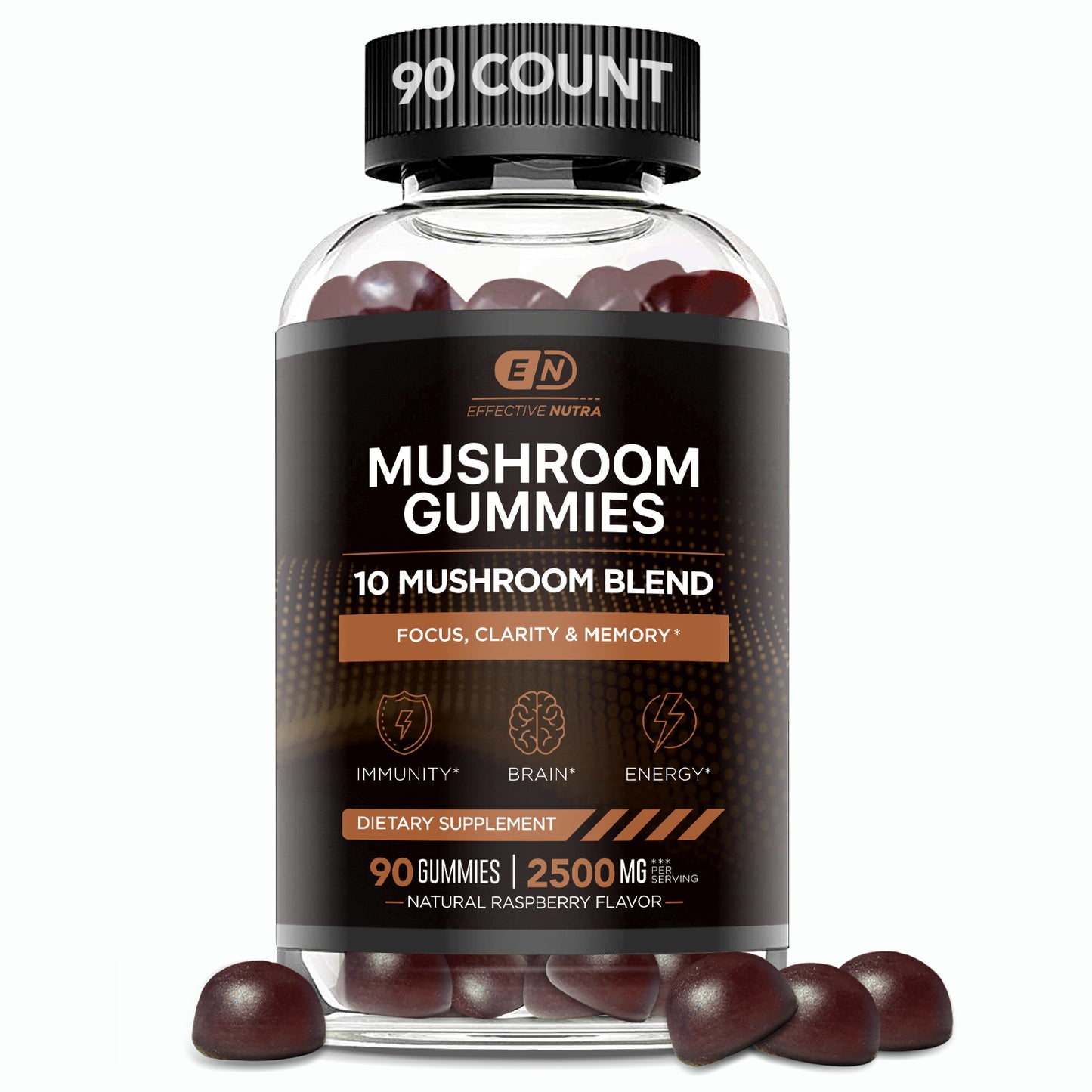 Mushroom Gummies 2500mg, 10-Blend (90 Count)